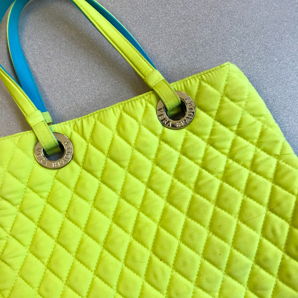 Vera Bradley quilted handbag, lime green&turquoise